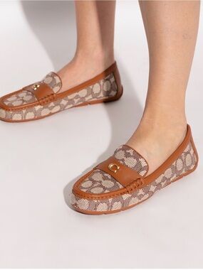 Coach Leah Brown Signature Jacquard Penny Loafers
